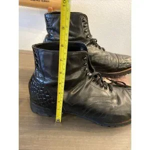 Stacy Adams Madison 00044 Leather Boots Alligator Print Vibram Lug Sole Sz 10 Madison Cap Toe Brown Boot | Stacy Adams Dress Boots for Men main image 2